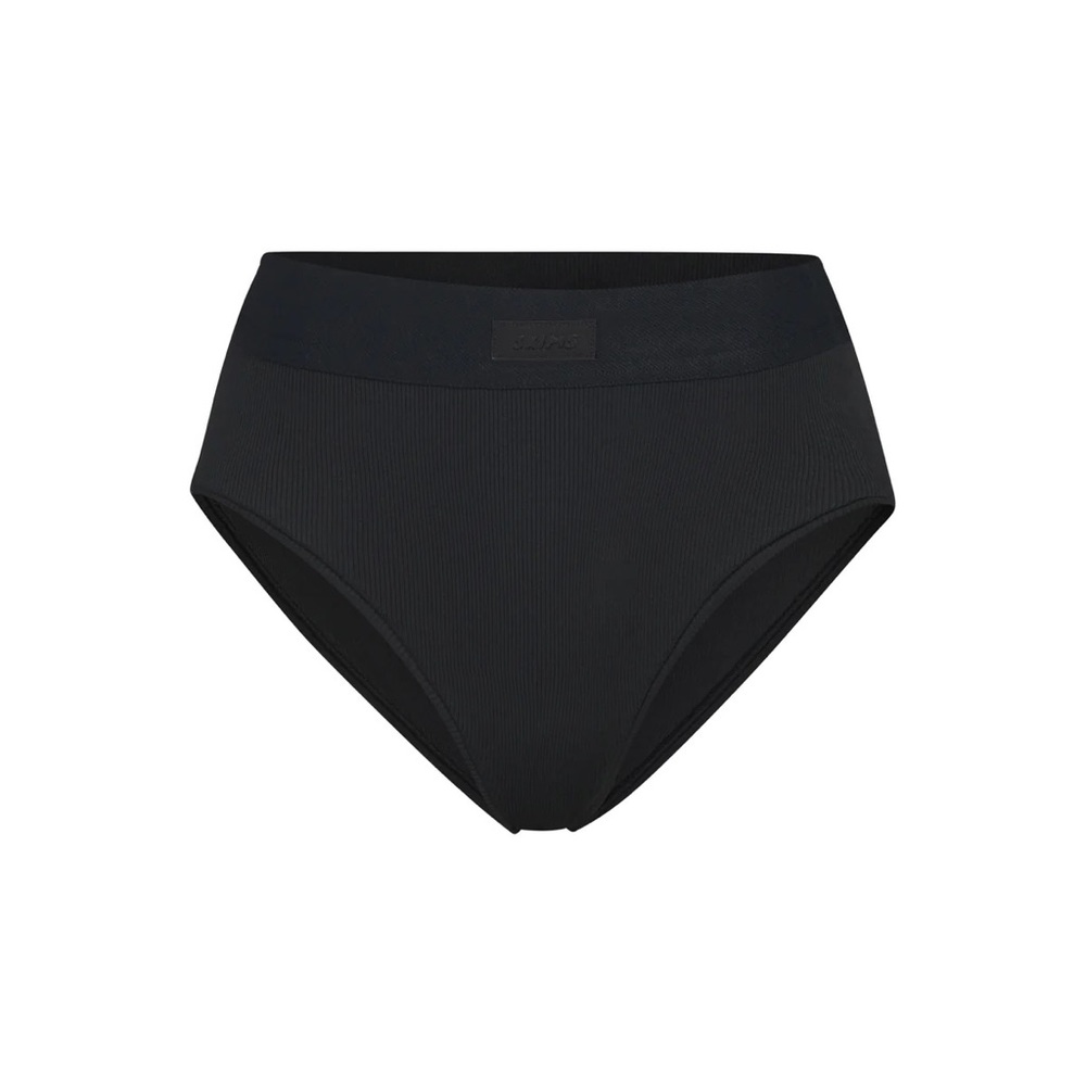 Skims Cotton Rib Brief Medium Soot NWOT